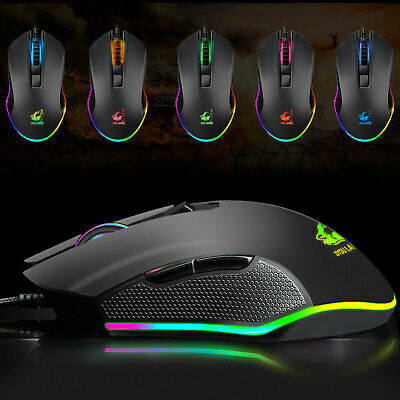 Gaming Mice Mouse 3200dpi Usb Rgb Flowing Backlit Light Wired Pc Laptop Computer