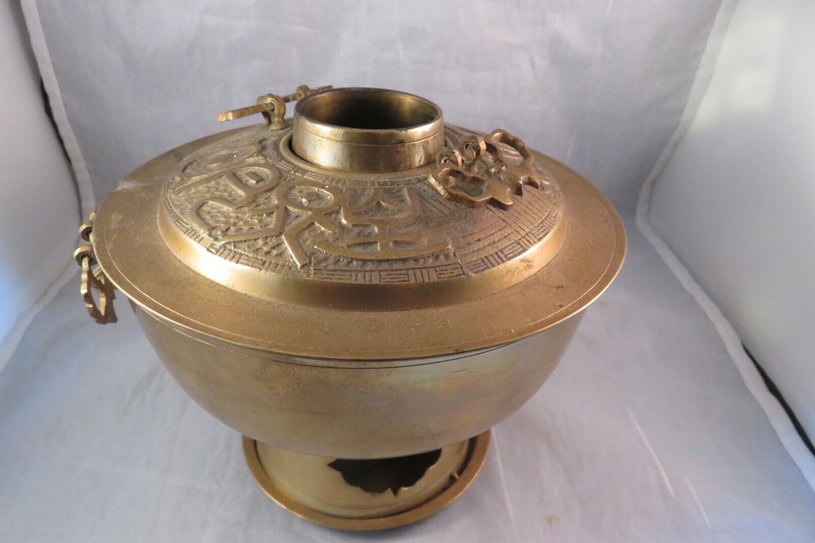 Vintage Brass  Asian Chinese Steamer Fire Hot Pot Cooker  Embelishments 3 Pieces