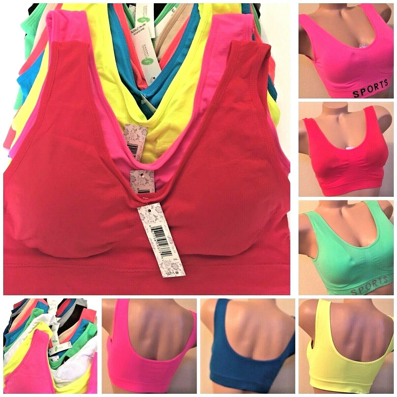 3- 6 Sport Bras Yoga Activewear Workout Seamless Top Camisole Miss Plus Size Lot